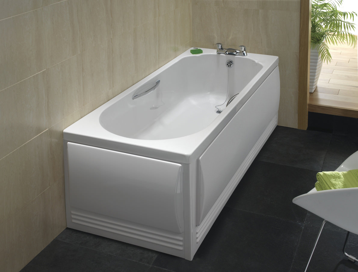 Twyford Option Rectangular Acrylic Bath With Grips 1700 x 700mm OT8520WH