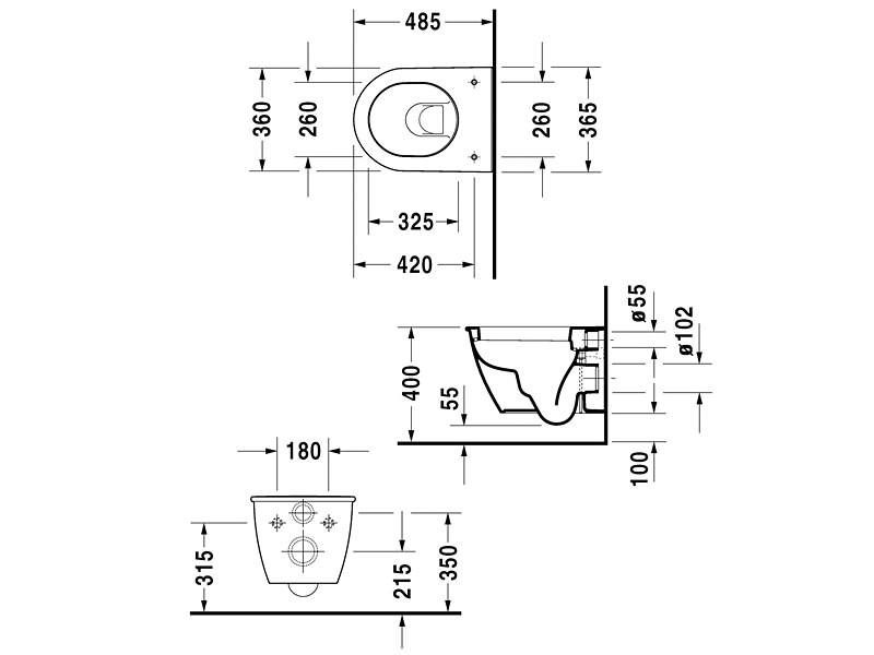 Duravit Darling New 360 X 485mm Wall Mounted Compact Toilet