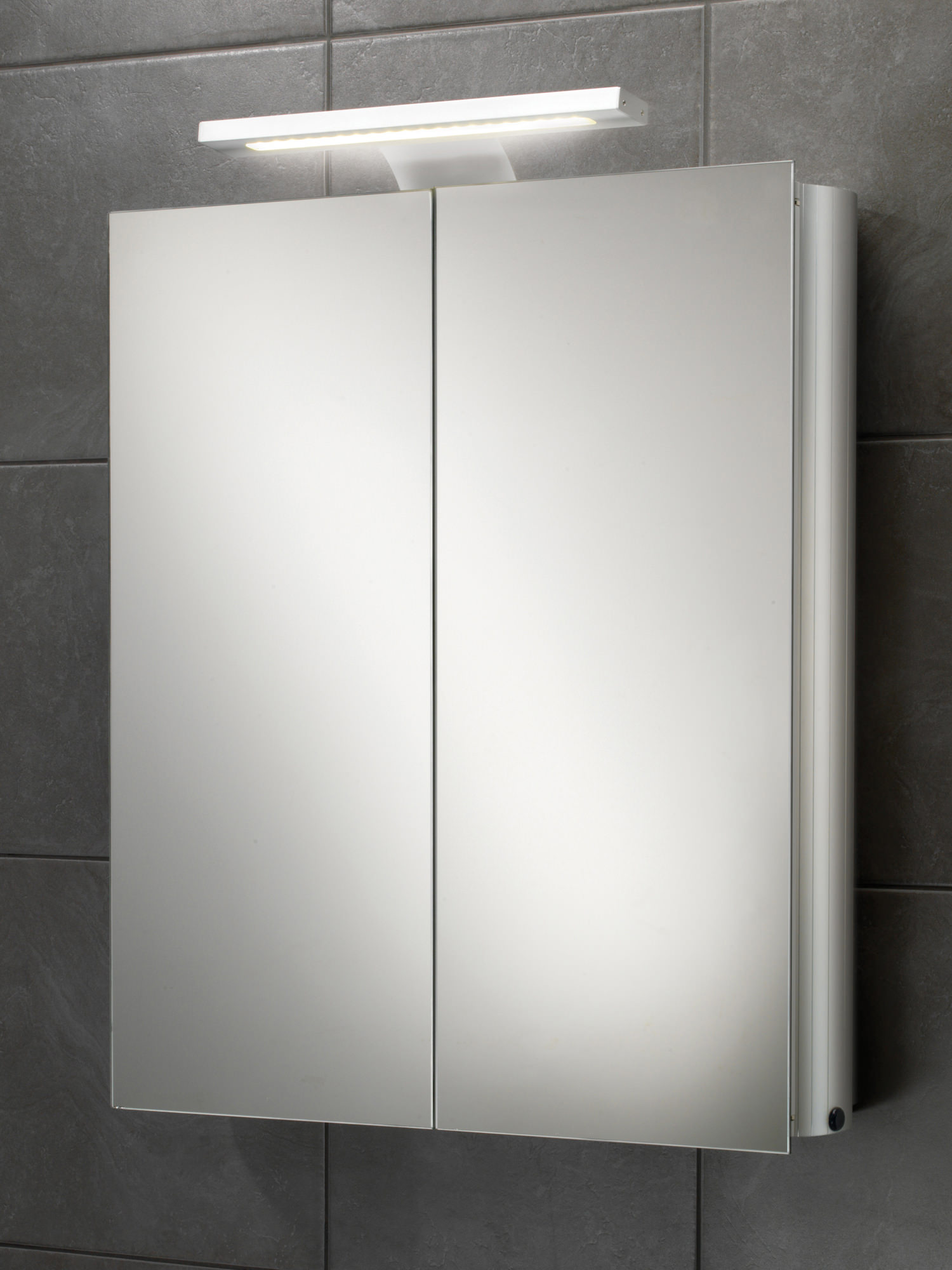 HIB Atomic LED Illuminated Double Door Aluminium Mirrored ...