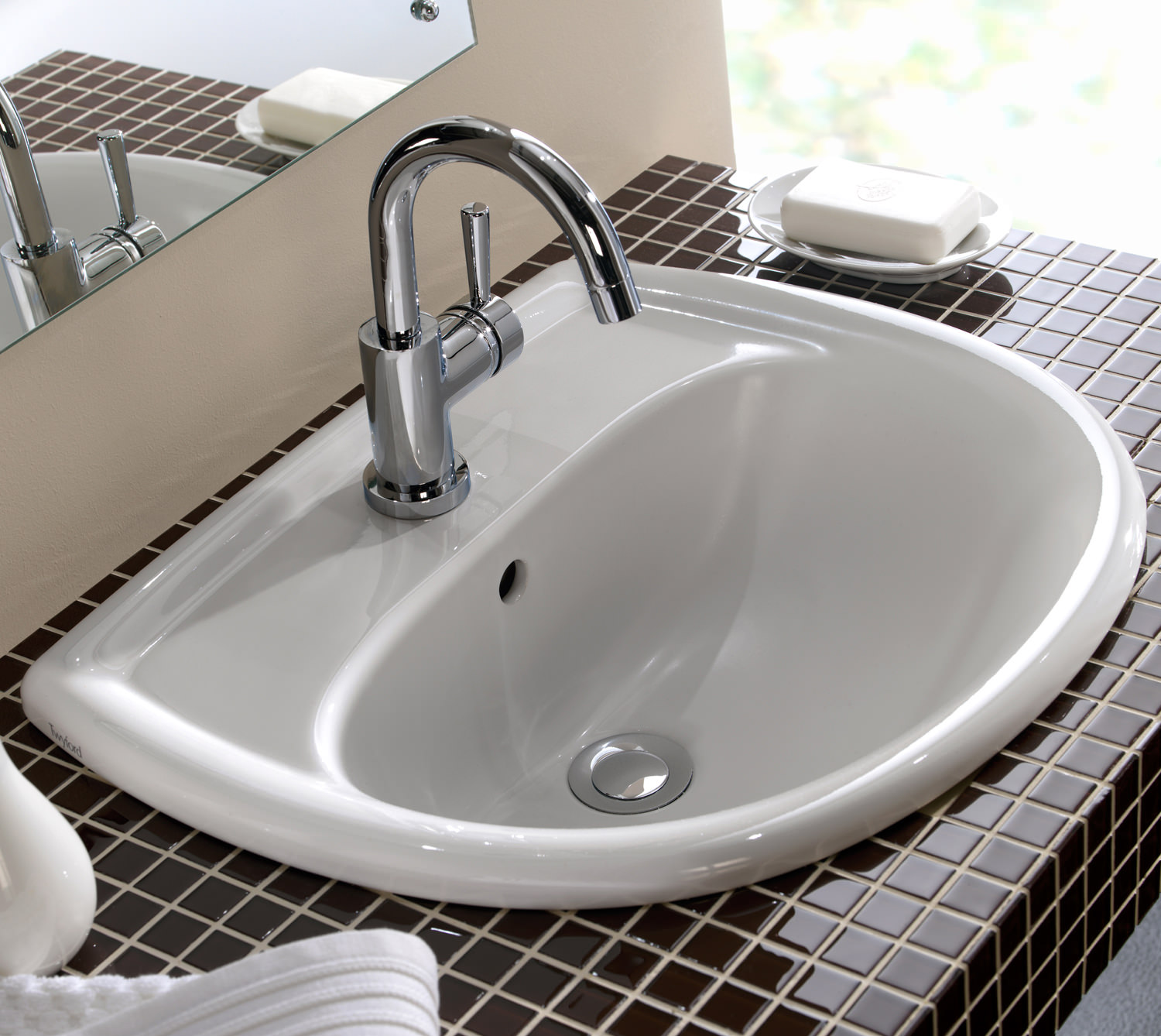 Twyford Galerie 1 Tap Hole Countertop Basin 500 x 430mm GN4521WH