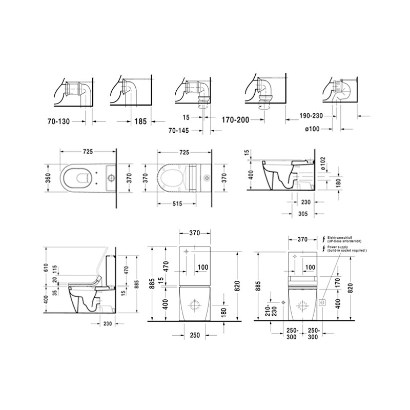 Starck 2 Close Coupled Toilet - Cistern Seat and Cover - 2129090000