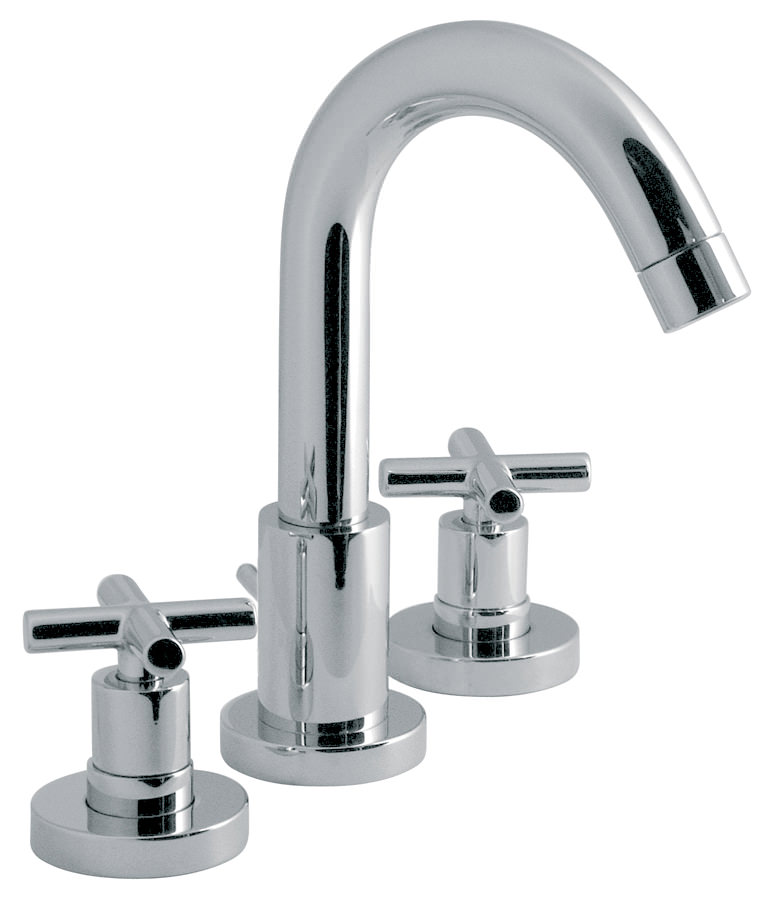 Vado Elements Water Deck Mounted 3 Hole Basin Mixer Tap | ELW-101-C/P