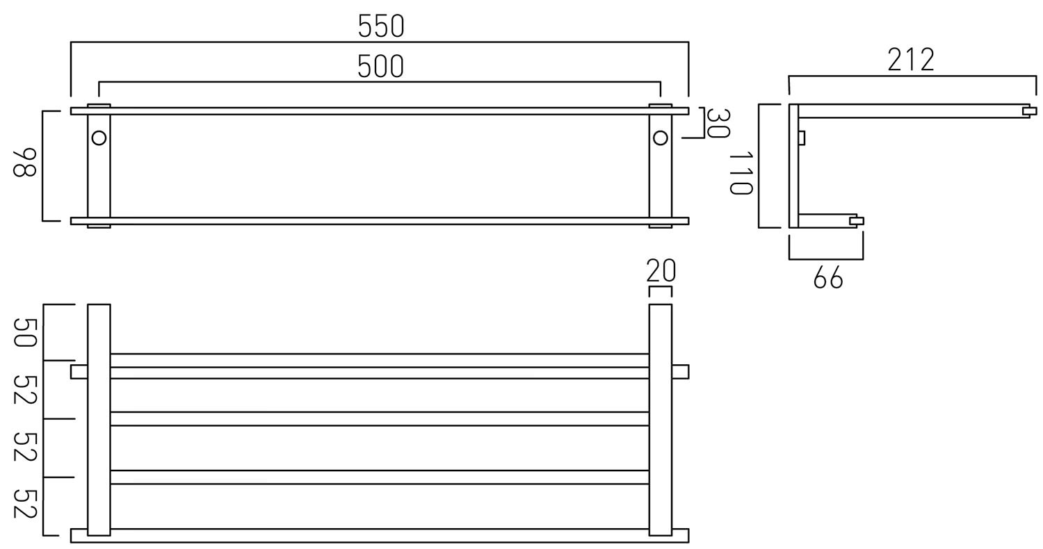 Vado Level Towel Shelf With Towel Rail - LEV-185B