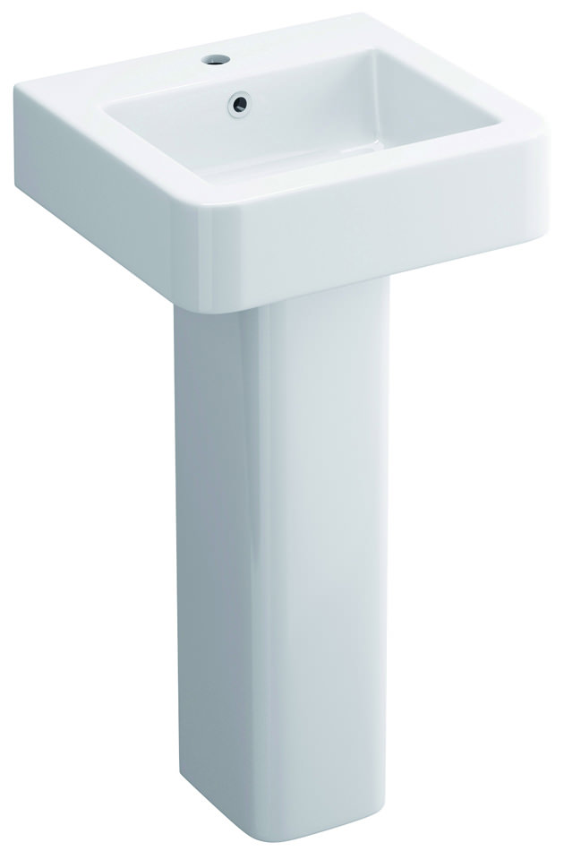 Pura Flite 450mm 1 Tap Hole Cloakroom Basin And Full Pedestal