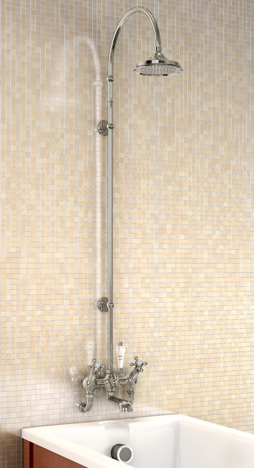 Burlington Wall Mounted Angled Bath Shower Mixer With Curved Arm