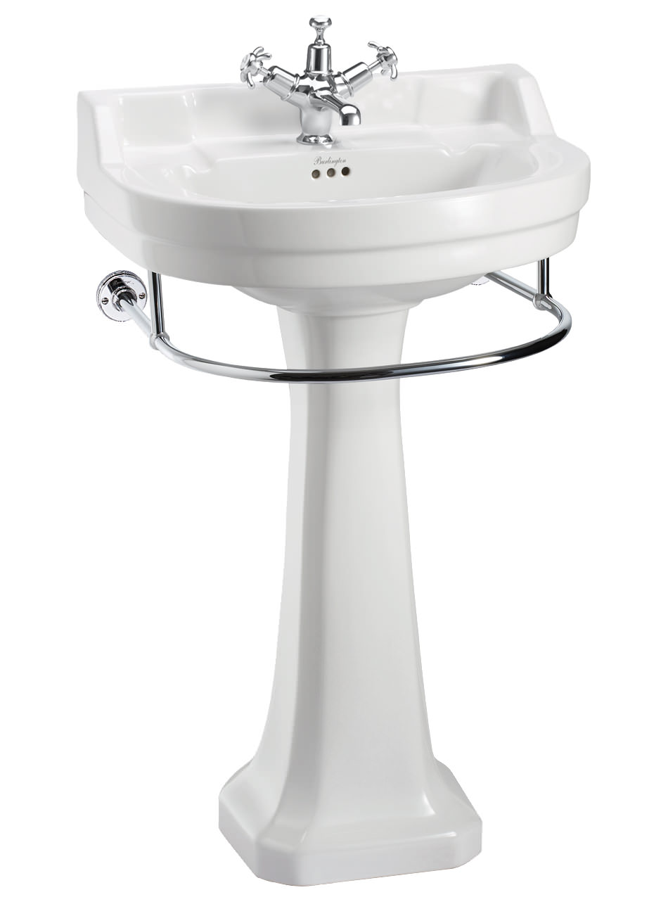 Burlington Edwardian Round Medium Basin With Pedestal And Towel Rail