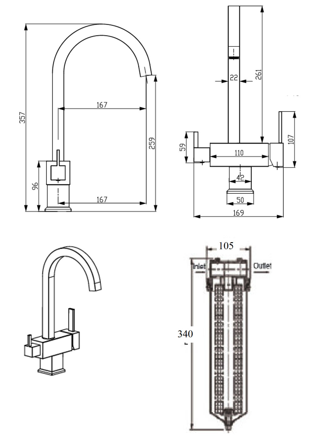 Phoenix Kitchen Lever Tap Drinking Water Filtration Tap System