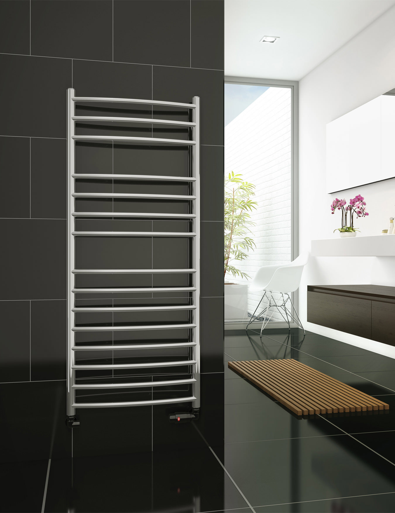 Stainless steel curved towel radiator